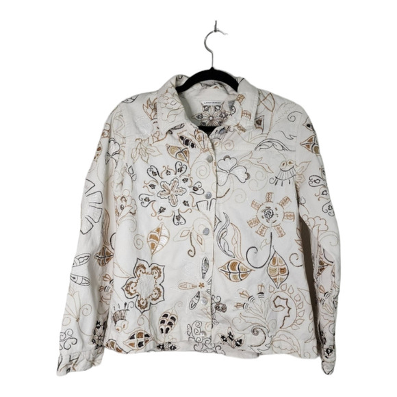 Vintage white embroidered jean/denim Jacket size small - Picture 1 of 8